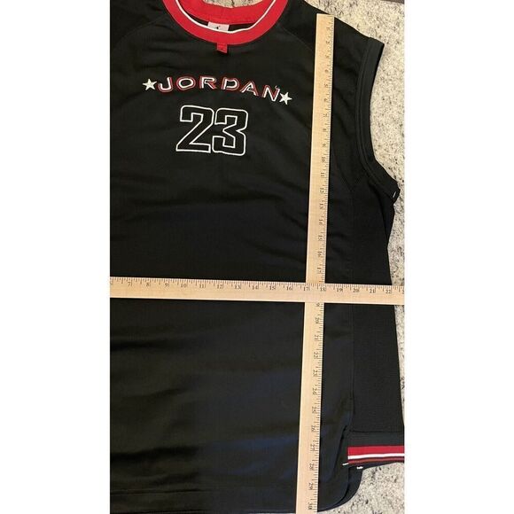 Vintage 1990s Michael Jordan Mens Large Bulls Practice Jersey Black Red #23 - Picture 4 of 4